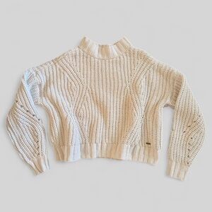Hollister white Mock Neck Cable Knit Sweater